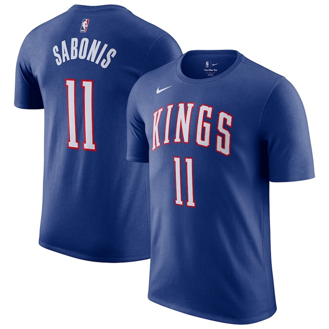 Men's Sacramento Kings #11 Domantas Sabonis Blue 2024/25 City Edition Name & Number T-Shirt